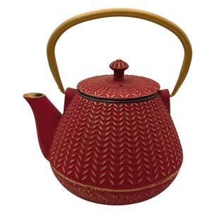Small Cast Iron Tea Kettle Lid Red Gold Stainless Steel Tea Infuser Four Cups‎